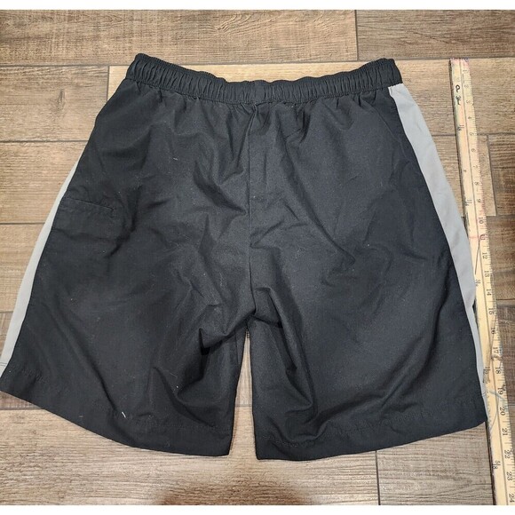 NIKE mens nylon mesh lined shorts Sz Large Black Grey Yellow elastic waist swim - Picture 2 of 3
